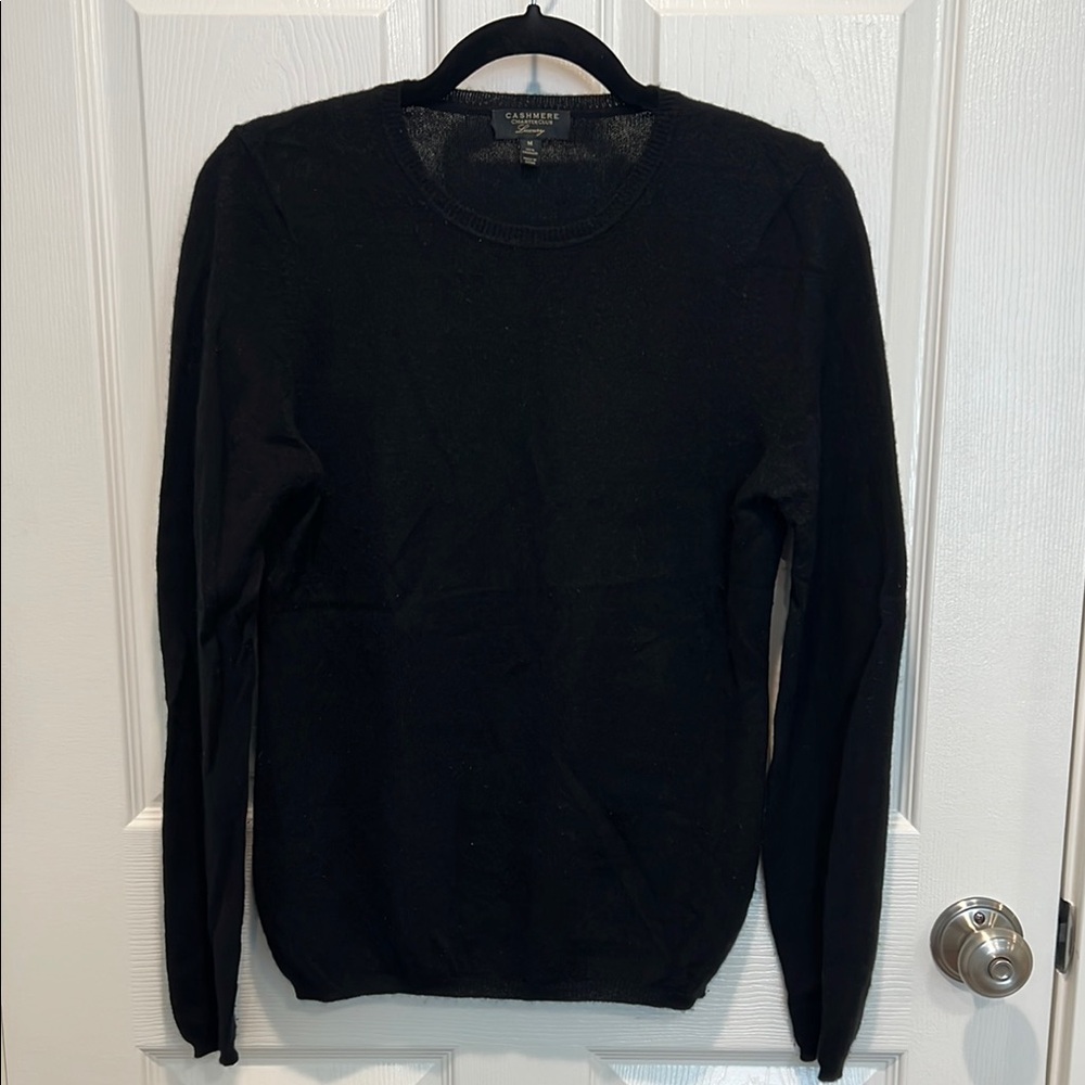 Charter Club Luxury Black 100% Cashmere Crew Neck Sweater Timeless Style
